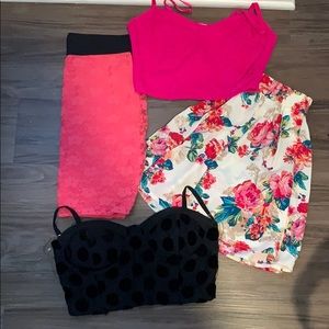 Crop tops and skirts